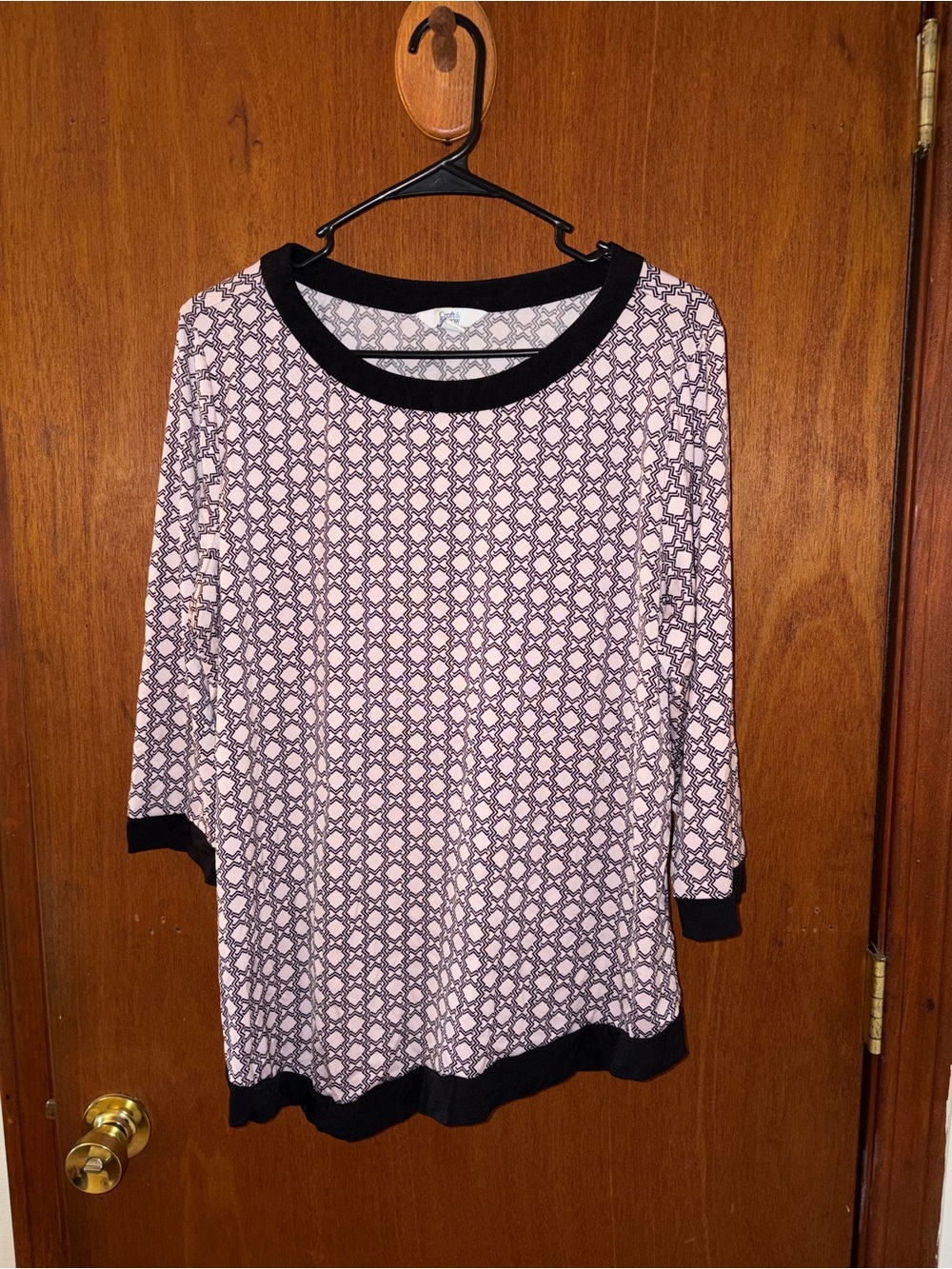 croft & barrow Pink and Black Patterned 3/4 Sleeve Top